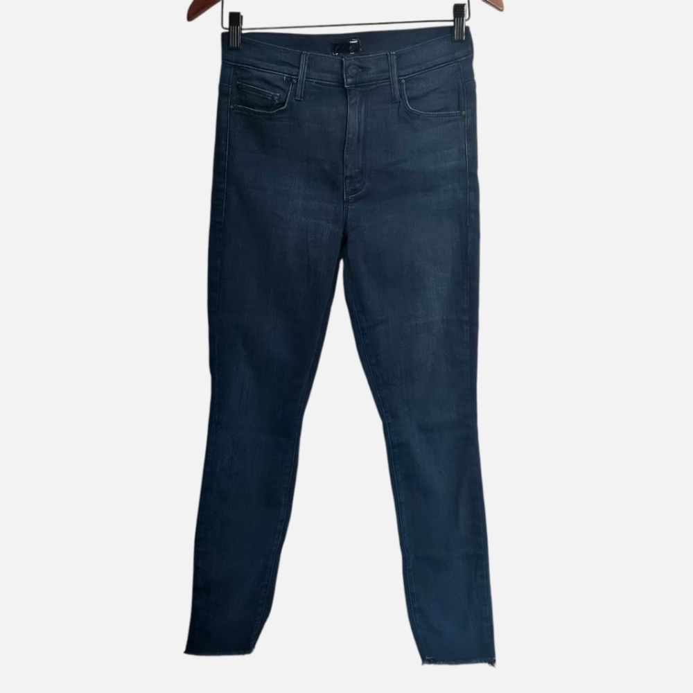 Mother Blue High-Waisted Looker Ankle Fray Jeans Size 27